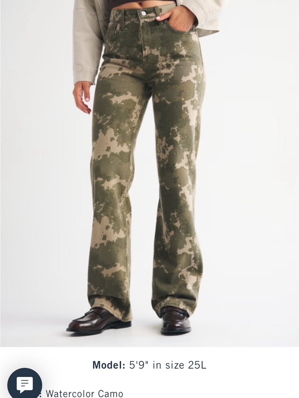 Abercrombie & Fitch Watercolor Camo Bootcut Jeans - Olive & Beige